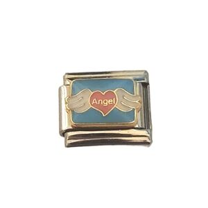 Italian Charmlink for Charm Bracelet Angel in Heart ❤️‎ with Wings🪽 9mm